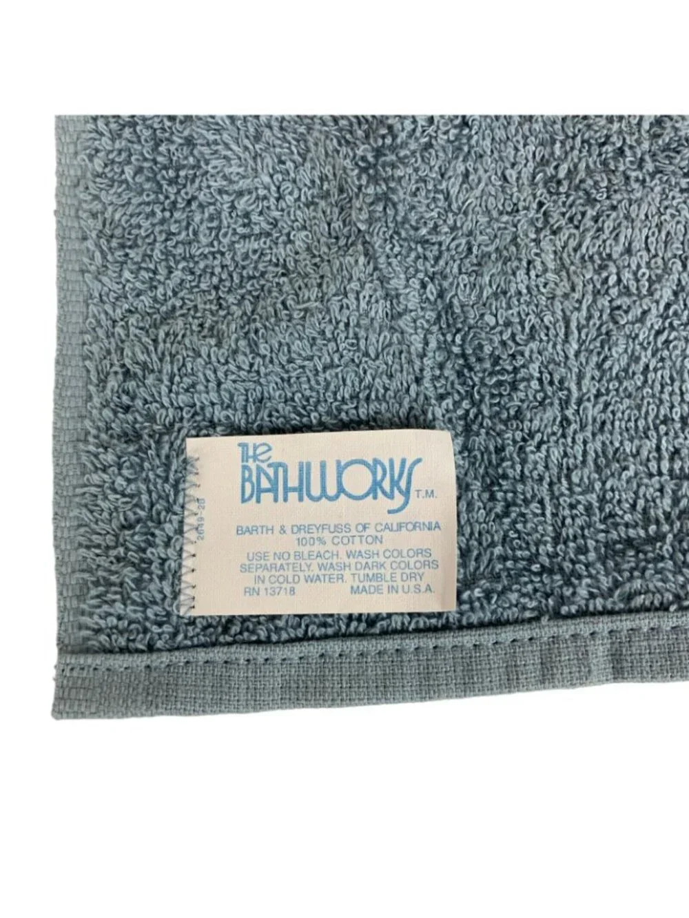 Barth Dreyfuss Bath & Washcloth Set Cotton Powder Blue With Applique Embroidery